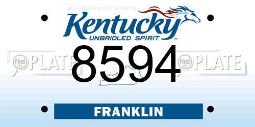 8594 Kentucky License Plate