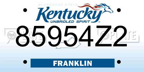 85954Z2 Kentucky License Plate