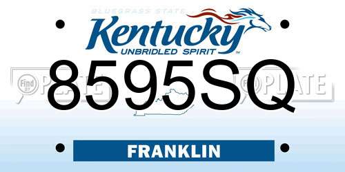 8595SQ Kentucky License Plate