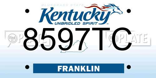 8597TC Kentucky License Plate