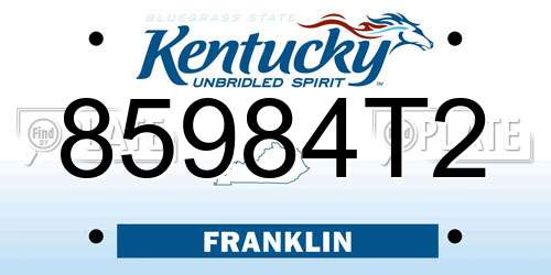 85984T2 Kentucky License Plate