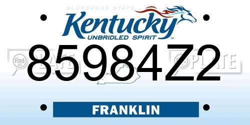 85984Z2 Kentucky License Plate