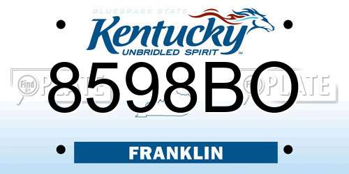 8598BO Kentucky License Plate