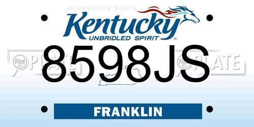8598JS Kentucky License Plate