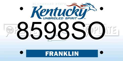 8598SO Kentucky License Plate