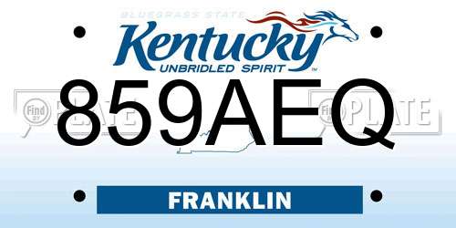 859AEQ Kentucky License Plate