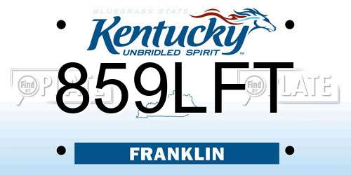 859LFT Kentucky License Plate