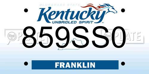 859SS0 Kentucky License Plate