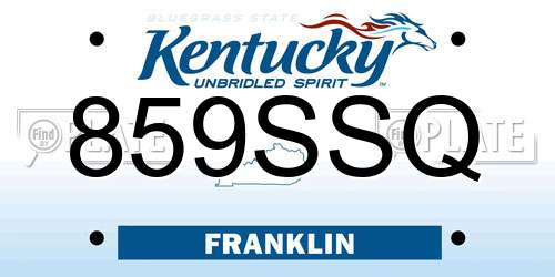 859SSQ Kentucky License Plate