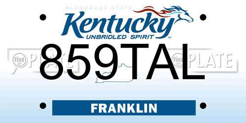 859TAL Kentucky License Plate