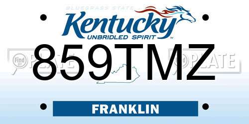 859TMZ Kentucky License Plate