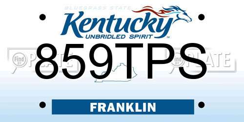 859TPS Kentucky License Plate
