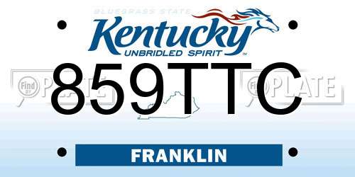 859TTC Kentucky License Plate