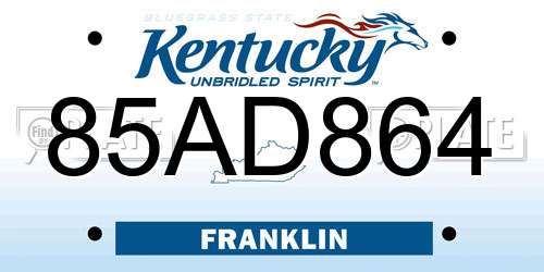 85AD864 Kentucky License Plate