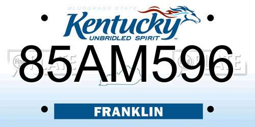 85AM596 Kentucky License Plate