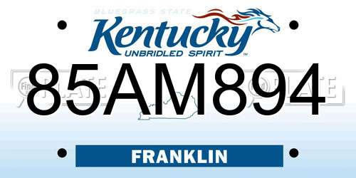 85AM894 Kentucky License Plate
