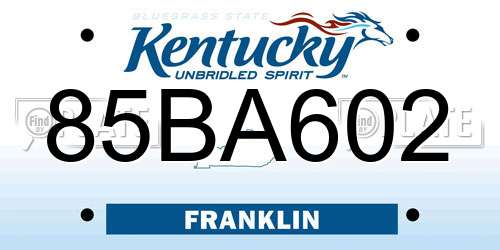 85BA602 Kentucky License Plate