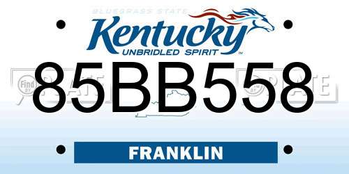 85BB558 Kentucky License Plate