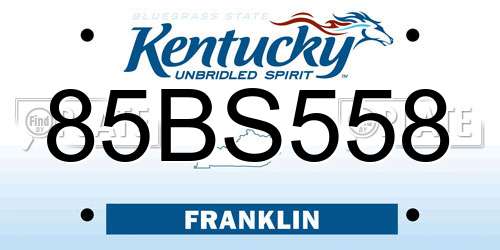 85BS558 Kentucky License Plate