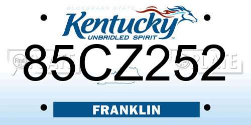 85CZ252 Kentucky License Plate