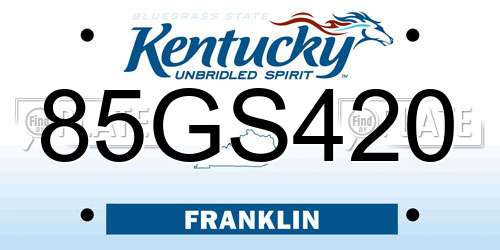 85GS420 Kentucky License Plate