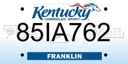 85IA762 Kentucky License Plate
