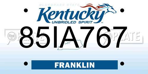 85IA767 Kentucky License Plate