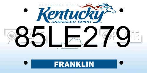 85LE279 Kentucky License Plate