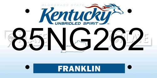 85NG262 Kentucky License Plate