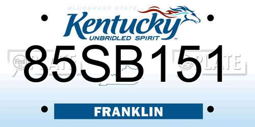 85SB151 Kentucky License Plate