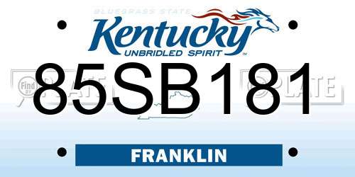 85SB181 Kentucky License Plate