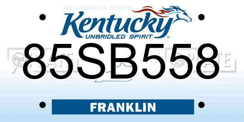 85SB558 Kentucky License Plate