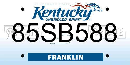 85SB588 Kentucky License Plate