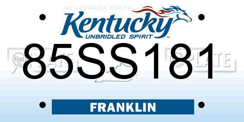 85SS181 Kentucky License Plate