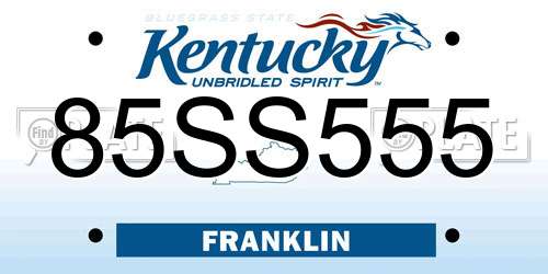 85SS555 Kentucky License Plate