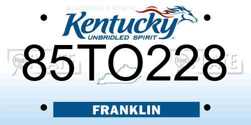 85TO228 Kentucky License Plate