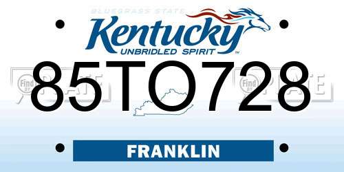 85TO728 Kentucky License Plate