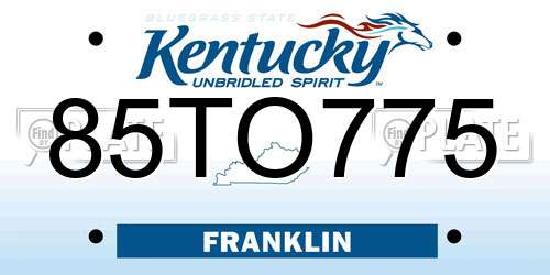 85TO775 Kentucky License Plate