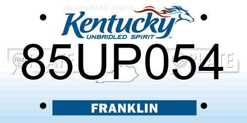 85UP054 Kentucky License Plate
