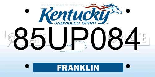 85UP084 Kentucky License Plate