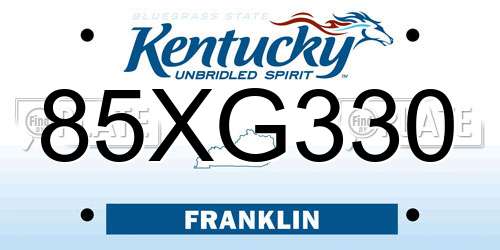 85XG330 Kentucky License Plate