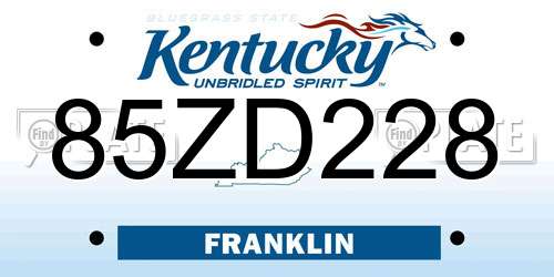 85ZD228 Kentucky License Plate