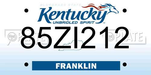 85ZI212 Kentucky License Plate