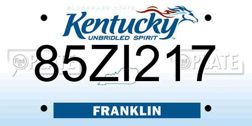 85ZI217 Kentucky License Plate