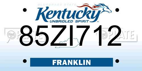 85ZI712 Kentucky License Plate