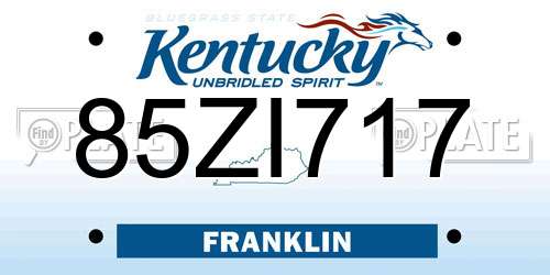 85ZI717 Kentucky License Plate