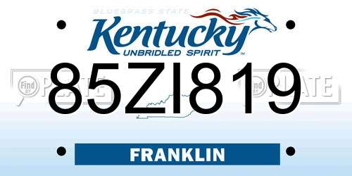 85ZI819 Kentucky License Plate