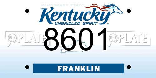 8601 Kentucky License Plate