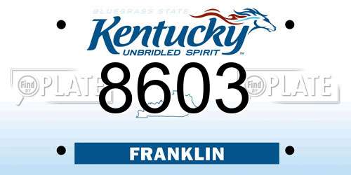 8603 Kentucky License Plate