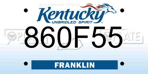 860F55 Kentucky License Plate